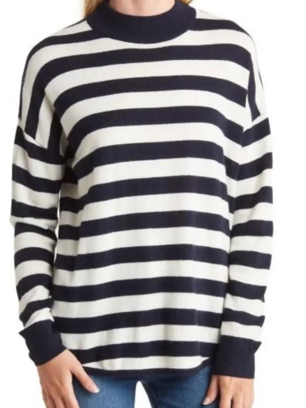 Madewell Ashbury Kelsey Stripe Mock Neck Sweater XS